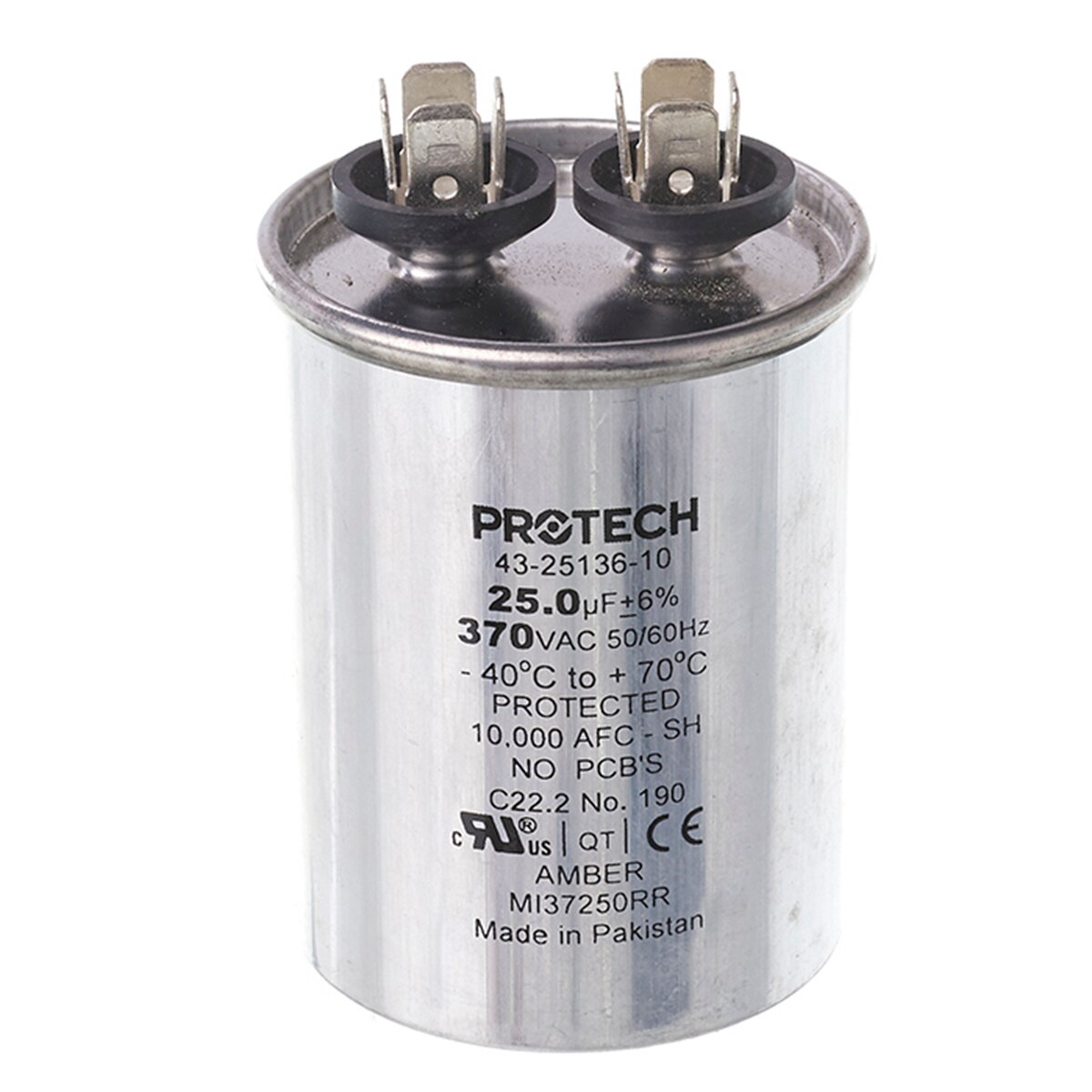 Rheem/Protech 43-25136-12 Capacitor 35/370 Single Round metal finish new 
