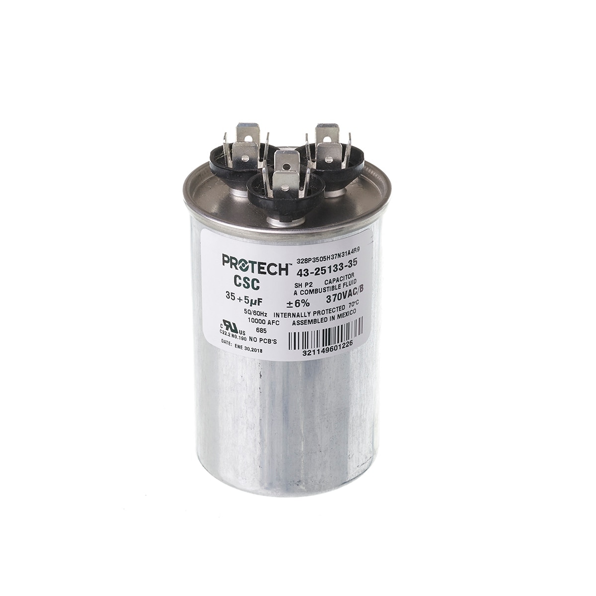 Rheem  Protech capacitor   35/3/440    43-25133-11  Dual  Round  Metal Finish 